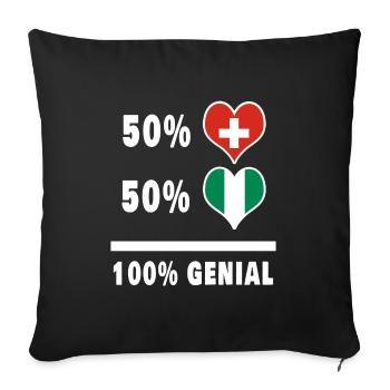 Nigeria et Suisse 100% Awesome Flag - Housse de coussin décorative 45 x 45 cm - noir - Devant