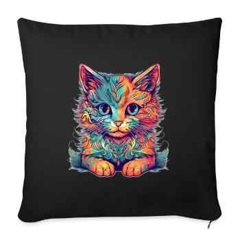 Abstract cat - Sofa pillowcase 17,3'' x 17,3'' (45 x 45 cm) - black - Front