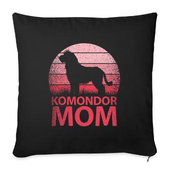 Komondor Maman Hongroise Maman Maman Maîtresse Rose - Housse de coussin décorative 45 x 45 cm - noir - Devant