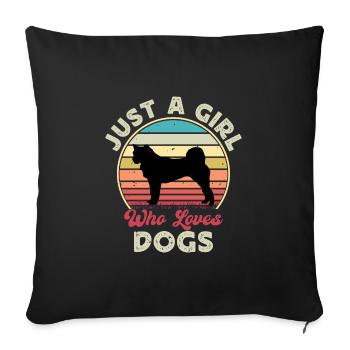 Hokkaido Ken Dog Lover Silhouette Vintage Sunset - Sofa pillowcase 17,3'' x 17,3'' (45 x 45 cm) - black - Front