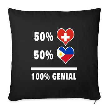 Philippinen und Schweiz 100% Genial Flagge - Sofakissenbezug 45 x 45 cm - Schwarz - Vorne