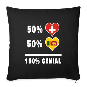Sri Lanka und Schweiz 100% Genial Flagge - Sofakissenbezug 45 x 45 cm - Schwarz - Vorne