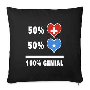 Somalia und Schweiz 100% Genial Flagge - Sofakissenbezug 45 x 45 cm - Schwarz - Vorne