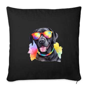 Cooler Labrador Retriever Hund mit Sonnenbrille - Sofakissenbezug 45 x 45 cm - Schwarz - Vorne