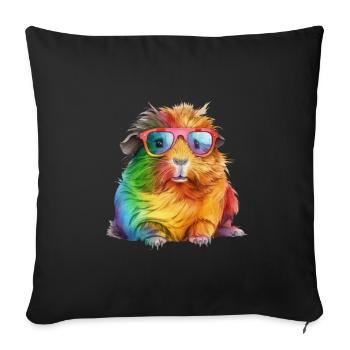 Cool colorful guinea pig with sunglasses - Sofa pillowcase 17,3'' x 17,3'' (45 x 45 cm) - black - Front