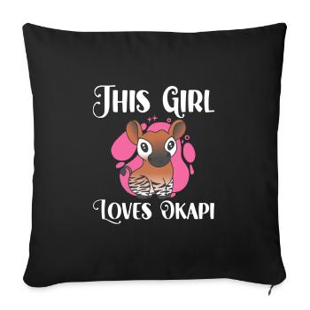 This girl loves okapi - Sofa pillowcase 17,3'' x 17,3'' (45 x 45 cm) - black - Front