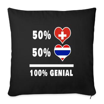 Thailand und Schweiz 100% Genial Flagge - Sofakissenbezug 45 x 45 cm - Schwarz - Vorne