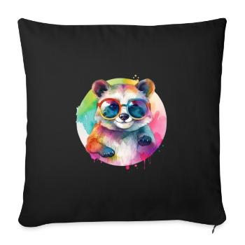 Colorful cool raccoon with sunglasses - Sofa pillowcase 17,3'' x 17,3'' (45 x 45 cm) - black - Front