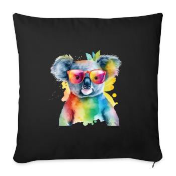 Bunter cooler Koala mit Sonnenbrille - Sofakissenbezug 45 x 45 cm - Schwarz - Vorne