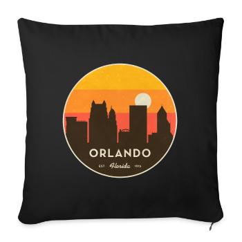 Coucher de soleil de la Skyline d’Orlando - Housse de coussin décorative 45 x 45 cm - noir - Devant