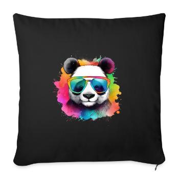 Colorful cool panda with sunglasses - Sofa pillowcase 17,3'' x 17,3'' (45 x 45 cm) - black - Front