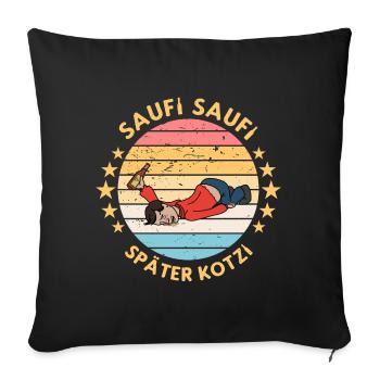 Lustiger Bier Alk Retro Malle JGA Mallorca Spruch - Sofakissenbezug 45 x 45 cm - Schwarz - Vorne