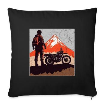 Motorrad Berge Motorradfahrer Motorrad Biker - Sofakissenbezug 45 x 45 cm - Schwarz - Vorne