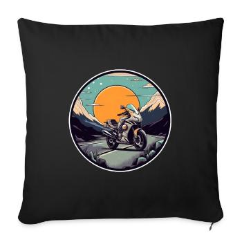 Motorrad Tour Landschaft Motorradfahrer Biker - Sofakissenbezug 45 x 45 cm - Schwarz - Vorne