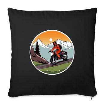 Motorcycle Adventure Motorcyclist Motorcycle Biker - Sofa pillowcase 17,3'' x 17,3'' (45 x 45 cm) - black - Front