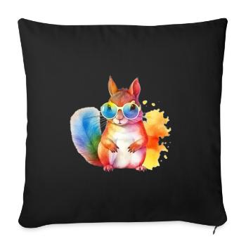 Colorful cool squirrel with sunglasses - Sofa pillowcase 17,3'' x 17,3'' (45 x 45 cm) - black - Front