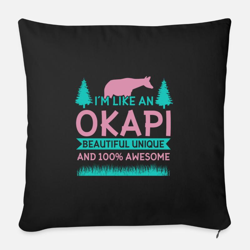 Okapi Wildgiraffen Design - Sofakissenbezug 45 x 45 cm - Schwarz