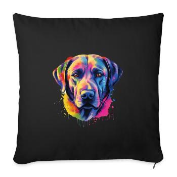 Cooler und bunter Labrador Retriever Hund - Sofakissenbezug 45 x 45 cm - Schwarz - Vorne