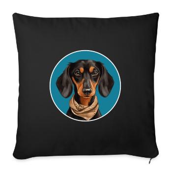 Cool dachshund with scarf for dog lovers - Sofa pillowcase 17,3'' x 17,3'' (45 x 45 cm) - black - Front