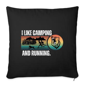 J’aime le camping et la course à pied - Housse de coussin décorative 45 x 45 cm - noir - Devant