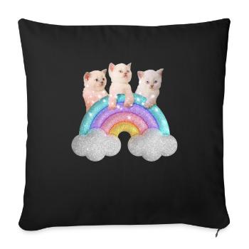 Kawai Bunte Regenbogenkatze Kätzchen Liebhaber Kätzchen - Sofakissenbezug 45 x 45 cm - Schwarz - Vorne