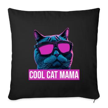 Cool Cat Mama Futuristic Style Design - Sofa pillowcase 17,3'' x 17,3'' (45 x 45 cm) - black - Front