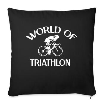 Triathlon Natation Bike Run Marathon - Housse de coussin décorative 45 x 45 cm - noir - Devant