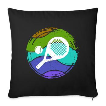 Padel tennis sport Balles de raquette - Housse de coussin décorative 45 x 45 cm - noir - Devant