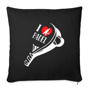 Balls Racket I Love Padel Heart Statement - Sofa pillowcase 17,3'' x 17,3'' (45 x 45 cm) - black - Front