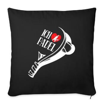 Heart I Love Padel Statement Player Training - Sofa pillowcase 17,3'' x 17,3'' (45 x 45 cm) - black - Front