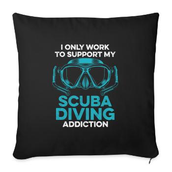 Design de plongée sous-marine - Housse de coussin décorative 45 x 45 cm - noir - Devant