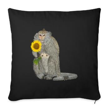 Affe Sonnenblume Makake - Sofakissenbezug 45 x 45 cm - Schwarz - Vorne