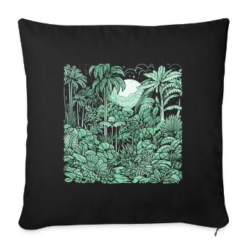 Jungle motif light green - Sofa pillowcase 17,3'' x 17,3'' (45 x 45 cm) - black - Front