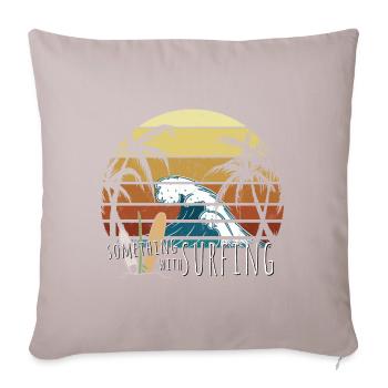 Something with Surfing Lässige Retro Surf Art - Sofakissenbezug 45 x 45 cm - helles Taupe - Vorne