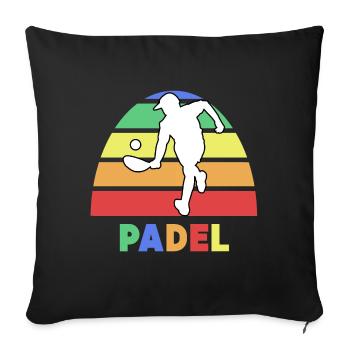 Padelspiel Padel-Tennis Spieler Spruch Training - Sofakissenbezug 45 x 45 cm - Schwarz - Vorne