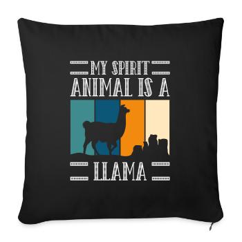 Lama Éleveur d’animaux moelleux - Housse de coussin décorative 45 x 45 cm - noir - Devant