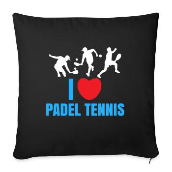 I Love Padel Padel Team Tennis Statement Heart - Housse de coussin décorative 45 x 45 cm - noir - Devant