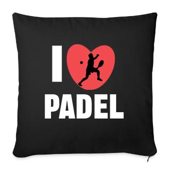 Heart Player Training I love padel statement - Sofa pillowcase 17,3'' x 17,3'' (45 x 45 cm) - black - Front