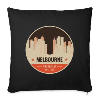 Melbourne Skyline Vintage Badge - Housse de coussin décorative 45 x 45 cm - noir - Devant