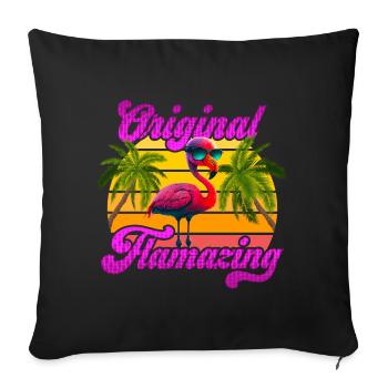 Original Flamazing Flamingo Summer Party Celebrations - Sofa pillowcase 17,3'' x 17,3'' (45 x 45 cm) - black - Front