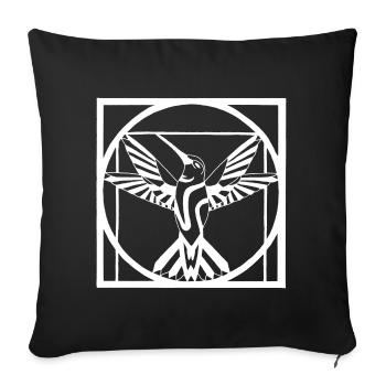 Vitruvian white bird - Sofa pillowcase 17,3'' x 17,3'' (45 x 45 cm) - black - Front
