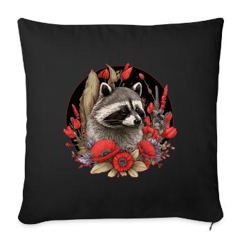 Waschbär Waldtiere - Sofakissenbezug 45 x 45 cm - Schwarz - Vorne