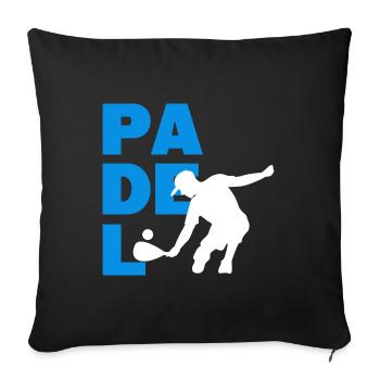 Joueur de raquette de balle de sport d’entraînement de padel - Housse de coussin décorative 45 x 45 cm - noir - Devant