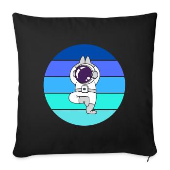 astronaute, flying fusée espace - Housse de coussin décorative 45 x 45 cm - noir - Devant