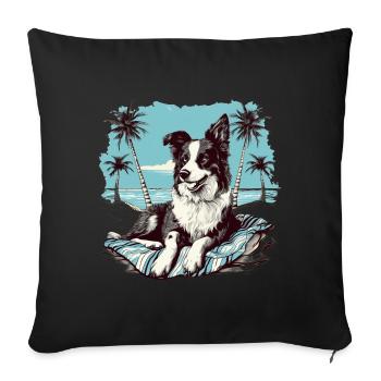 Border-collie the beach - Sofa pillowcase 17,3'' x 17,3'' (45 x 45 cm) - black - Front