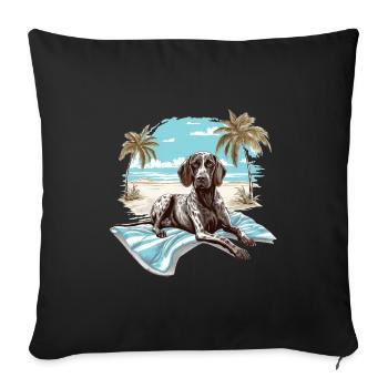 German shorthair pointer at the beach - Sofa pillowcase 17,3'' x 17,3'' (45 x 45 cm) - black - Front