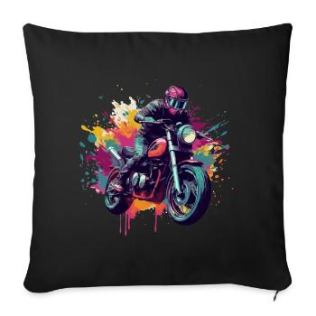 Motorcycle with color spot. - Sofa pillowcase 17,3'' x 17,3'' (45 x 45 cm) - black - Front