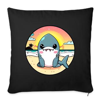 Requin détendu sur la plage - Housse de coussin décorative 45 x 45 cm - noir - Devant