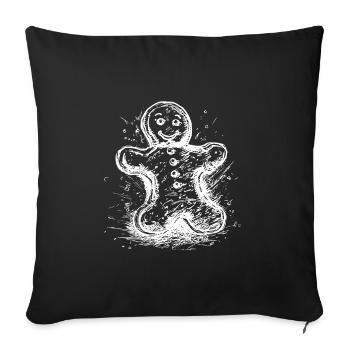 Cool sketch gingerbread man drawn with ink - Sofa pillowcase 17,3'' x 17,3'' (45 x 45 cm) - black - Front
