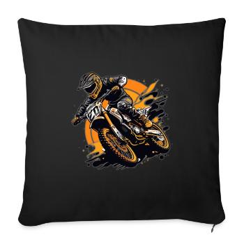 Motocross Fahrer Illustration Orange - Sofakissenbezug 45 x 45 cm - Schwarz - Vorne